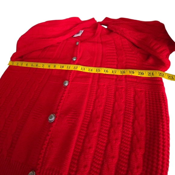 Vintage Red Austrian Wool Puff Sleeve Cardigan Size Large Salzburger Dirndl-look - Picture 16 of 16